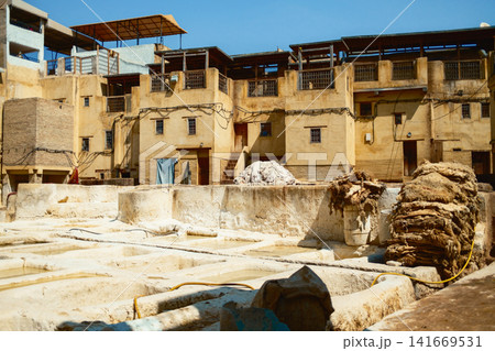 Traditional Leather Tannery in Fez Morocco 141669531
