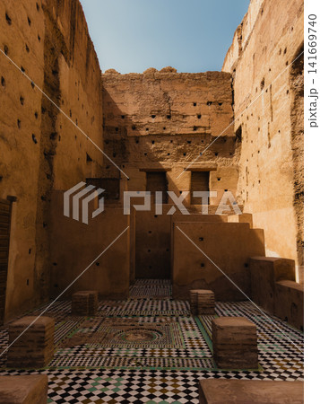 Ancient courtyard inside earthen fortress 141669740