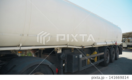tanker with jet fuel stopped at the gas station 141669814
