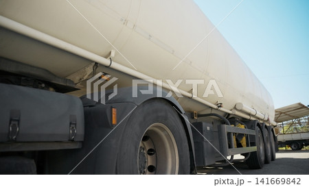 tanker truck parked without fuel tanker truck parked without fuel 141669842
