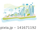 テクノロジーによって快適に生活する都市のイメージ ベクターイラスト テクノロジーによって快適に生活する都市のイメージ ベクターイラスト 141671192