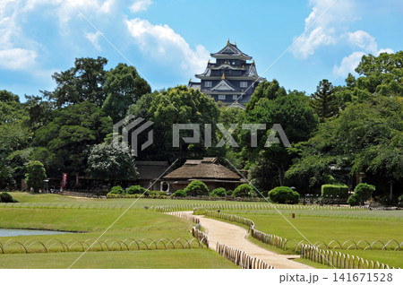 夏の岡山 後楽園芝生の広場と岡山城 夏の岡山 後楽園芝生の広場と岡山城 141671528