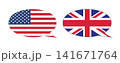 US America and United Kingdom flag speech bubble, Vector illustration. 141671764