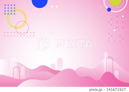 Abstract background with pink gradient and geometric shapes, creating modern and playful atmosphere with circles and crosses Abstract background with pink gradient and geometric shapes, creating modern and playful atmosphere with circles and crosses 141671927