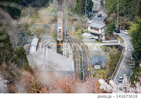 吉野駅に到着する列車(大橋辺りより望む) 吉野駅に到着する列車(大橋辺りより望む) 141673019