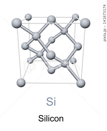 Silicon, Si, unit cell with diamond cubic crystal structure, used as semiconductor. The foundation of modern electronics to manufacture microchips and components that power today's technology. Vector Silicon, Si, unit cell with diamond cubic crystal structure, used as semiconductor. The foundation of modern electronics to manufacture microchips and components that power today's technology. Vector 141673174