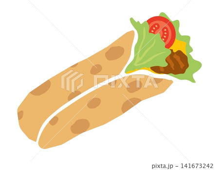 Vector illustration of shawarma. Street food icon. Vector illustration of shawarma. Street food icon. 141673242
