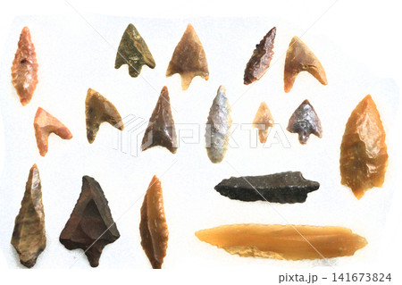 collection of paleolithic flint human tools 141673824