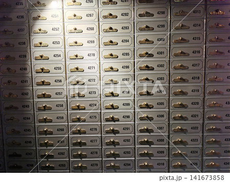 old safe deposit boxes in the bank 141673858