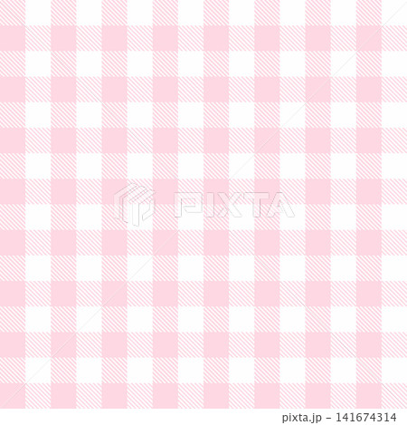 Pastel Pink Gingham Seamless Pattern, Light Pink and White Checkered Background, Minimalist Cute Baby Shower Buffalo Plaid Texture for Fabric Print and Wallpaper 141674314
