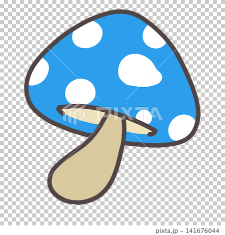 Illustration of a light blue polka-dot mushroom Illustration of a light blue polka-dot mushroom 141676044