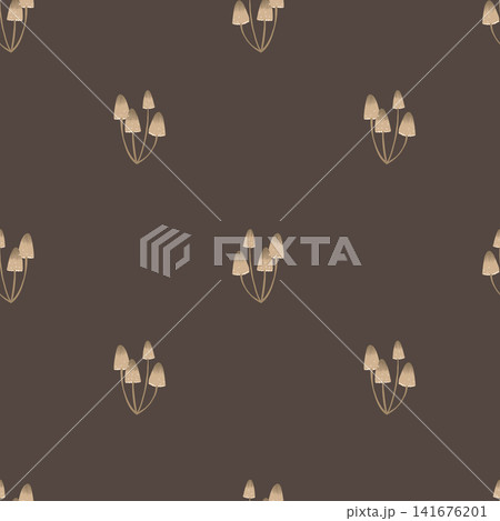 Mushrooms autumn seamless pattern. Vector illustration with honey agaric. Cottagecore aesthetics. Natural trendy print. Modern art, hand drawn, flat design. Mushrooms autumn seamless pattern. Vector illustration with honey agaric. Cottagecore aesthetics. Natural trendy print. Modern art, hand drawn, flat design. 141676201