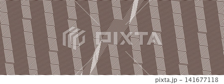 Abstract geometric pattern with brown and white diagonal zig zag lines creating hypnotic optical illusion effect for modern digital background design 141677118