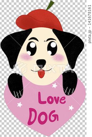 dog with pink heart 141678161