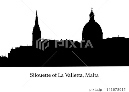 The silouette of the historic center of Valletta, Malta The silouette of the historic center of Valletta, Malta 141678915