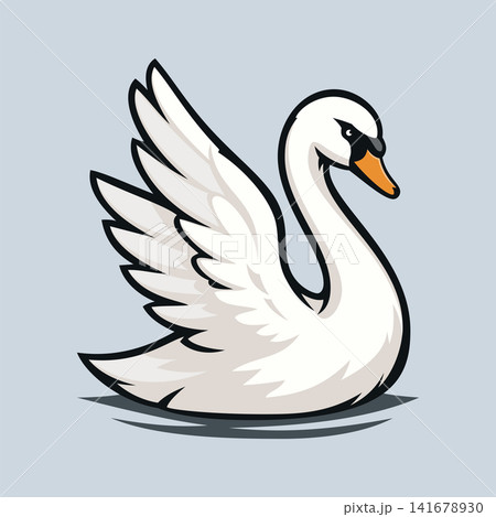 full body swan mascot logo design 141678930