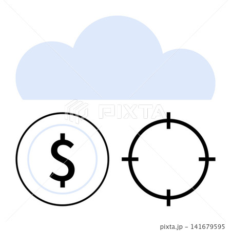 Cloud storage, digital economy, financial technology, data strategy, precision targeting, business growth. A cloud with a dollar symbol and a targeting icon. Financial technology and precision Cloud storage, digital economy, financial technology, data strategy, precision targeting, business growth. A cloud with a dollar symbol and a targeting icon. Financial technology and precision 141679595