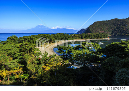 西伊豆から見た駿河湾と富士山 141679895