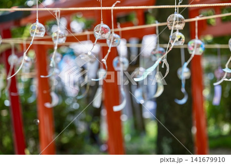 蜂田神社の風鈴祭りと鳥居 蜂田神社の風鈴祭りと鳥居 141679910