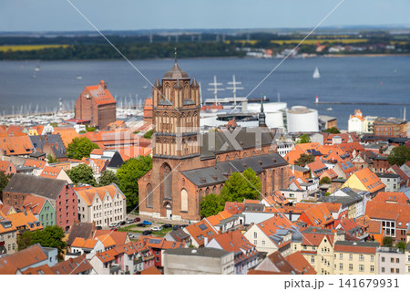Stralsund, Germany - aerial view of 14th century St. James church (Jakobikirche) 141679931