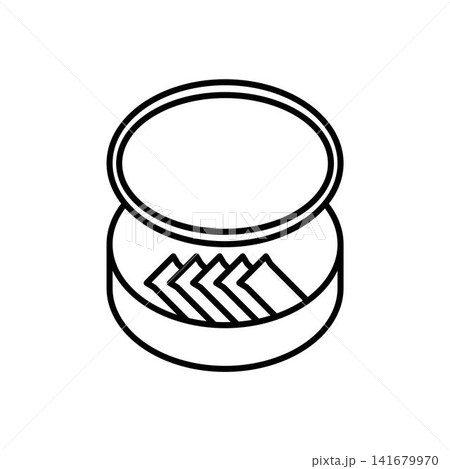 Minimalist line icon showing how to use a nicotine pouch container. The main compartment is open and full of fresh portions, while the used bags section remains closed. Isolated on white background. Minimalist line icon showing how to use a nicotine pouch container. The main compartment is open and full of fresh portions, while the used bags section remains closed. Isolated on white background. 141679970