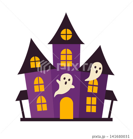 Spooky Halloween Haunted House With Flying Ghosts Spooky Halloween Haunted House With Flying Ghosts 141680031