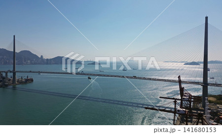 Stonecutters Bridge and commercial container port Stonecutters Bridge and commercial container port 141680153