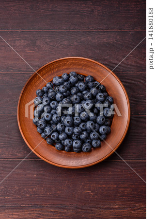 Fresh, ripe, and juicy wild blueberries as an ingredient for vegetarian dishes 141680188