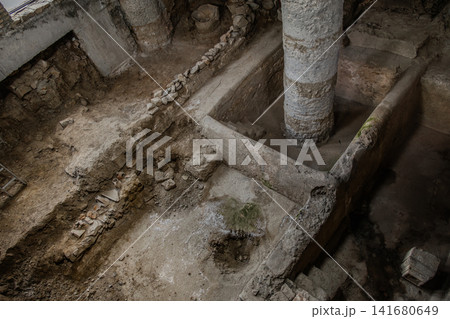 Archaeological Excavation Site with Ancient Pottery Fragments Unearthed Ceramic Artifacts Historica Archaeological Excavation Site with Ancient Pottery Fragments Unearthed Ceramic Artifacts Historica 141680649