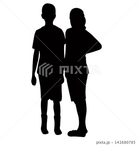 a boy and a girl standing body silhouette vector a boy and a girl standing body silhouette vector 141680785