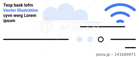 Cloud computing, wireless communication, networking, data transfer, digital innovation, cybersecurity. Abstract cloud with wireless signal and minimal text. Cloud computing and wireless communication Cloud computing, wireless communication, networking, data transfer, digital innovation, cybersecurity. Abstract cloud with wireless signal and minimal text. Cloud computing and wireless communication 141680973