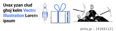 Cryptocurrency, fintech innovation, digital rewards, mining technology, blockchain, futuristic advancements. Rocket launch, gift box cryptocurrency mining scene. Cryptocurrency and fintech Cryptocurrency, fintech innovation, digital rewards, mining technology, blockchain, futuristic advancements. Rocket launch, gift box cryptocurrency mining scene. Cryptocurrency and fintech 141681121