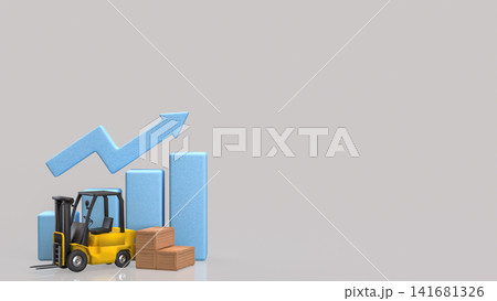 Industrial Logistics Growth with Forklift and Cargo Boxes 3d render. Industrial Logistics Growth with Forklift and Cargo Boxes 3d render. 141681326