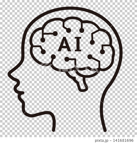 [Vector] Brain and AI brain icon, artificial intelligence image 141681696