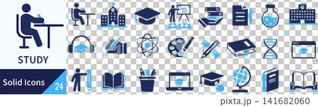 A set of silhouette icons related to studying vectors. A set of silhouette icons related to studying vectors. 141682060