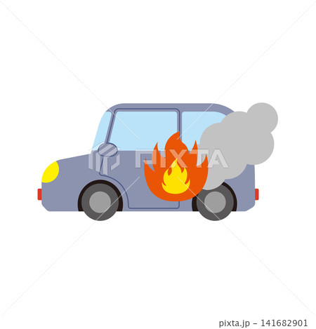 フチなしの炎上する車のトラブルと事故の災害 141682901