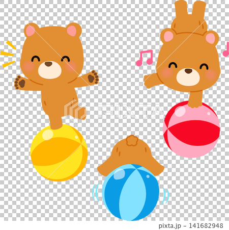 A bear character balancing on a ball A bear character balancing on a ball 141682948
