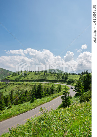 爽やかな夏の高原道路 141684239