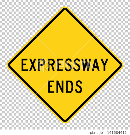 American road sign: End of expressway American road sign: End of expressway 141684411
