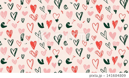 Cute Valentine's Seamless Pattern Hand Drawn Doodle Cute Valentine's Seamless Pattern Hand Drawn Doodle 141684809