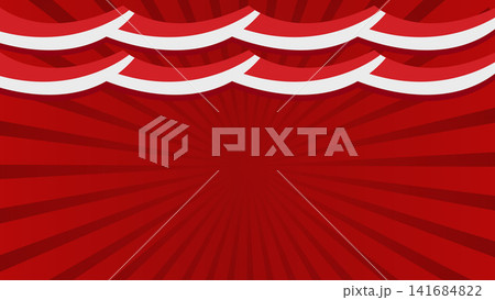 Indonesia Independence Day Banner with Red White Drapery and Sunburst Vector Illustration Indonesia Independence Day Banner with Red White Drapery and Sunburst Vector Illustration 141684822