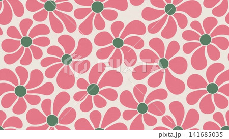 Seamless Floral Pattern Retro 70s Scandinavian Minimal Cute Flat Vector Seamless Floral Pattern Retro 70s Scandinavian Minimal Cute Flat Vector 141685035