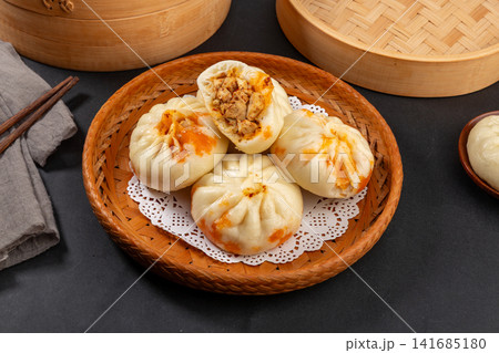 steamed Tofu Filled Chinese Bun with Spicy Flavor Filling 141685180