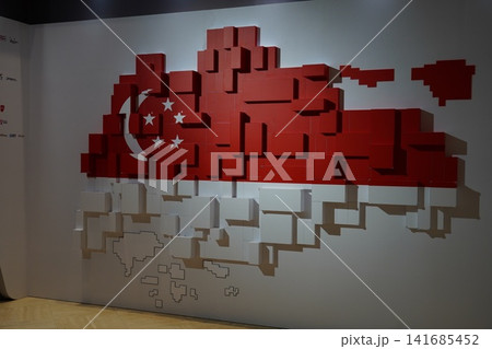Modern Singapore Flag Art Installation Blocky Design Modern Singapore Flag Art Installation Blocky Design 141685452