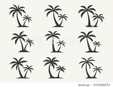 Tropical Palm Tree Silhouette Collection 141686072