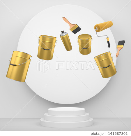 Abstract scene or podium for product showcase on monochrome background. Abstract scene or podium for product showcase on monochrome background. 141687801