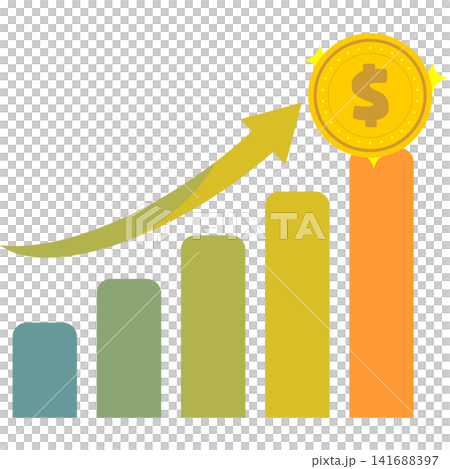 Financial Growth Chart with Coin Icon Vector, Business Success and Investment Symbol Illustration Financial Growth Chart with Coin Icon Vector, Business Success and Investment Symbol Illustration 141688397
