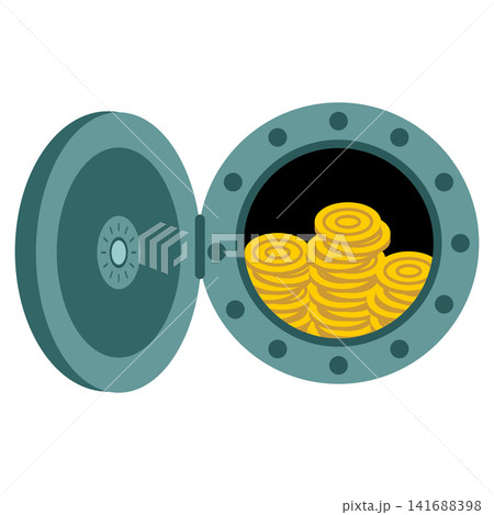 Open Safe Vault with Gold Coins Icon Vector, Secure Finance and Wealth Symbol Illustration Open Safe Vault with Gold Coins Icon Vector, Secure Finance and Wealth Symbol Illustration 141688398