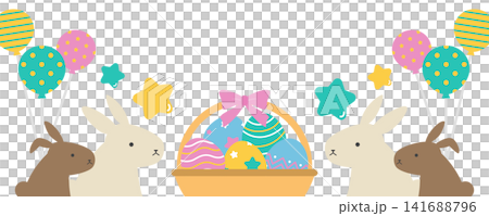 フラットイラスト:イースター風船フッター フラットイラスト:イースター風船フッター 141688796
