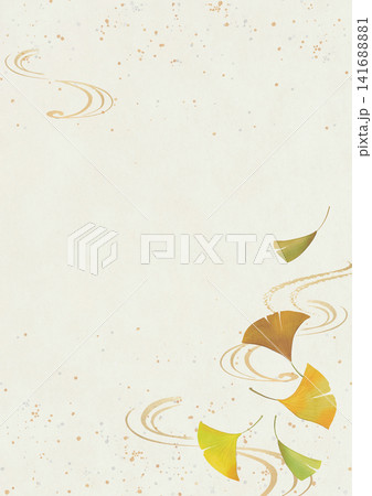水彩で描いたイチョウの和紙イラスト背景 水彩で描いたイチョウの和紙イラスト背景 141688881